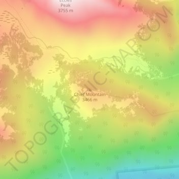 Chief Mountain topographic map, elevation, terrain