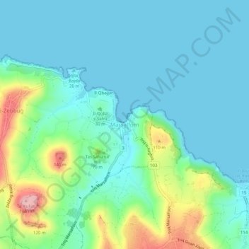 Marsalforn topographic map, elevation, terrain