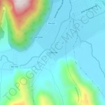 La Florida topographic map, elevation, terrain