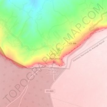 Caldas topographic map, elevation, terrain
