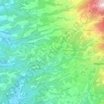 Cancelli topographic map, elevation, terrain