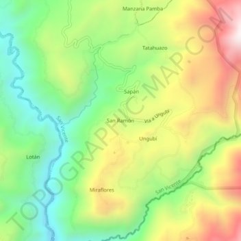 San Ramón topographic map, elevation, terrain