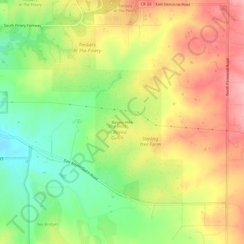 Bayou Hills topographic map, elevation, terrain