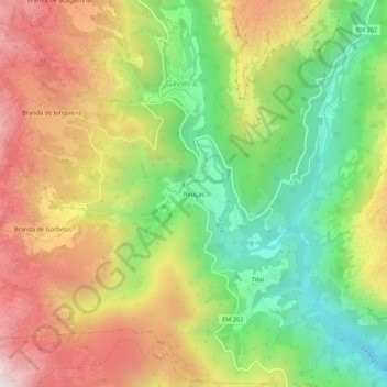 Rouças topographic map, elevation, terrain