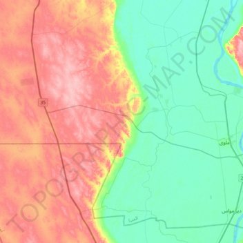 New Mallawi City topographic map, elevation, terrain