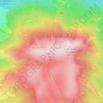 Monte Nuria topographic map, elevation, terrain