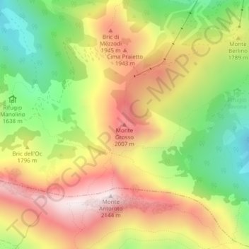 Monte Grosso topographic map, elevation, terrain
