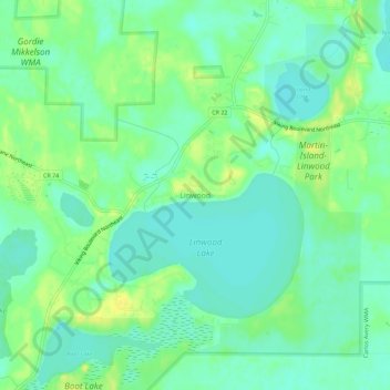 Linwood topographic map, elevation, terrain
