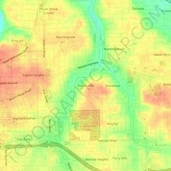 Forest Hills topographic map, elevation, terrain