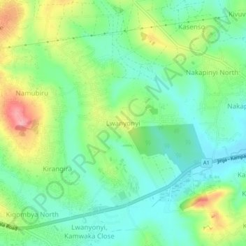 Lwanyonyi topographic map, elevation, terrain