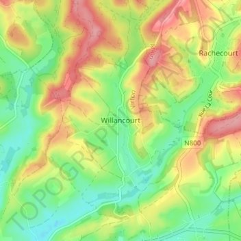Willancourt topographic map, elevation, terrain