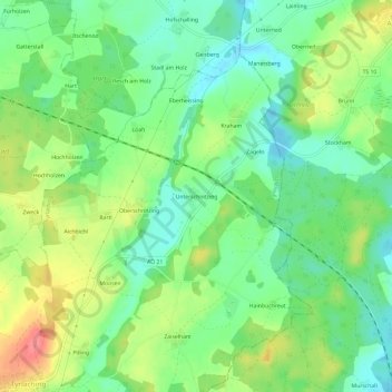 Unterschnitzing topographic map, elevation, terrain