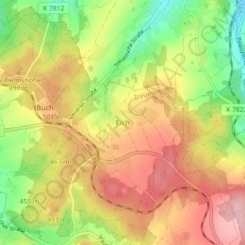 Eich topographic map, elevation, terrain