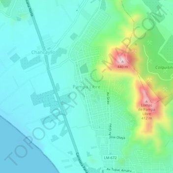 Pampa Libre topographic map, elevation, terrain