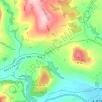 Cradoc topographic map, elevation, terrain