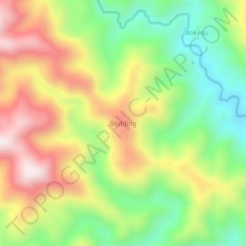 Bedding topographic map, elevation, terrain