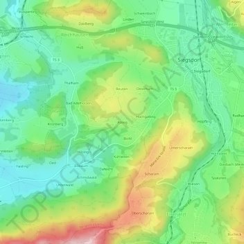 Alzing topographic map, elevation, terrain