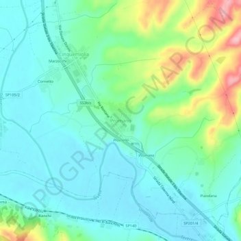 Promano topographic map, elevation, terrain