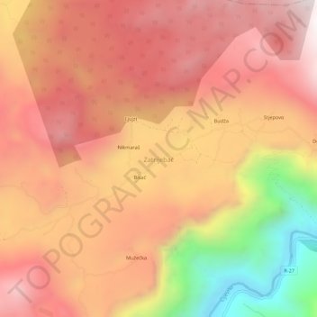 Zatrijebač topographic map, elevation, terrain