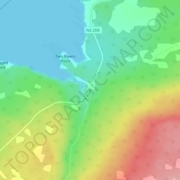 Two Rivers topographic map, elevation, terrain