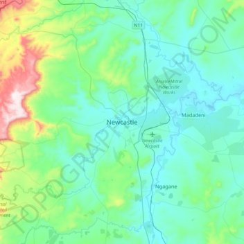 Newcastle topographic map, elevation, terrain
