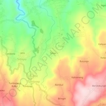 Timas topographic map, elevation, terrain