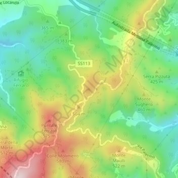 Colle San Rizzo topographic map, elevation, terrain