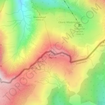 Kratzer topographic map, elevation, terrain
