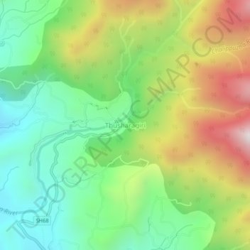 Thusharagiri topographic map, elevation, terrain