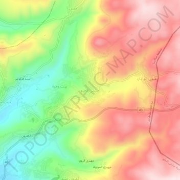 Mashta al-Hilu topographic map, elevation, terrain