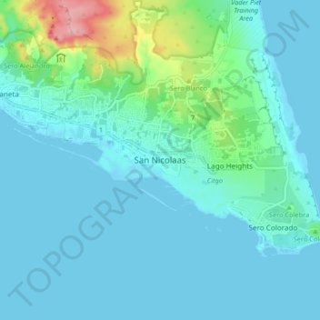 San Nicolaas topographic map, elevation, terrain