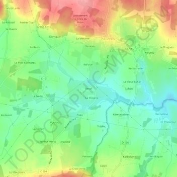 Renal topographic map, elevation, terrain