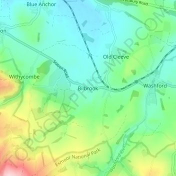 Bilbrook topographic map, elevation, terrain