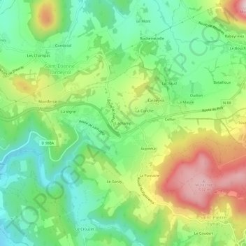 Lachamp topographic map, elevation, terrain