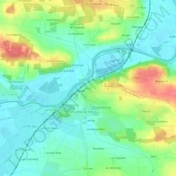 Beslé topographic map, elevation, terrain