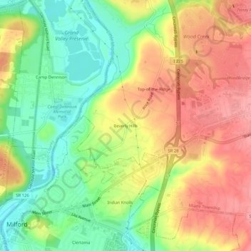 Beverly Hills topographic map, elevation, terrain