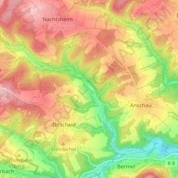 Mimbach topographic map, elevation, terrain