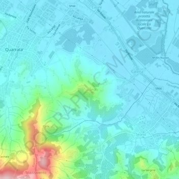 Tizzana topographic map, elevation, terrain