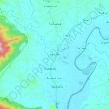 Chom Thong topographic map, elevation, terrain