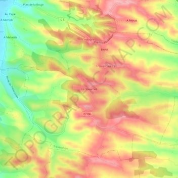 Le Touarnet topographic map, elevation, terrain