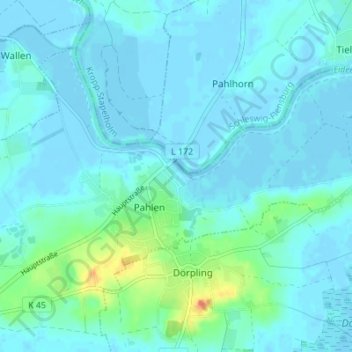 Pahlhude topographic map, elevation, terrain