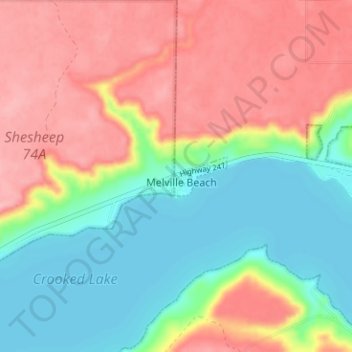 Melville Beach topographic map, elevation, terrain