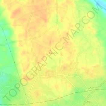Akabo topographic map, elevation, terrain