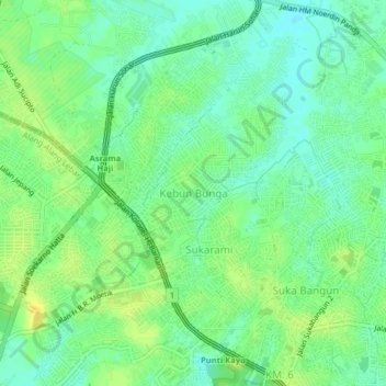 Kebun Bunga topographic map, elevation, terrain