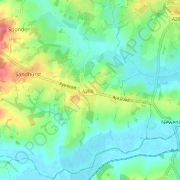 Linkhill topographic map, elevation, terrain