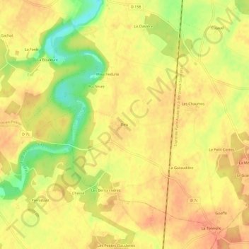 Fleix topographic map, elevation, terrain