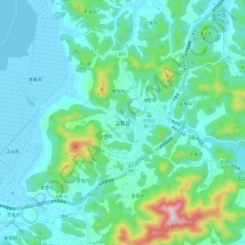 Goheung-eup topographic map, elevation, terrain