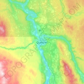 Quesnel topographic map, elevation, terrain