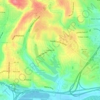 Lakewood topographic map, elevation, terrain