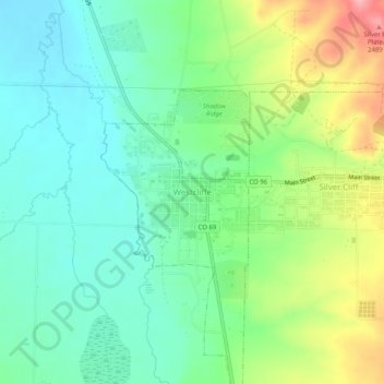 Westcliffe topographic map, elevation, terrain